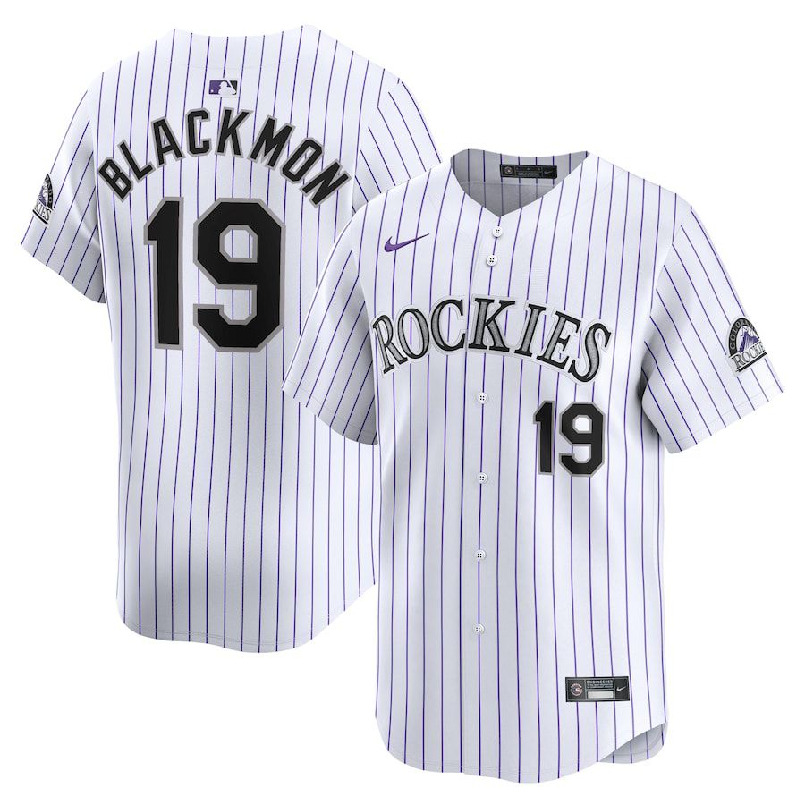 Men Colorado Rockies #19 Charlie Blackmon Nike White Home Limited Player MLB Jersey-0